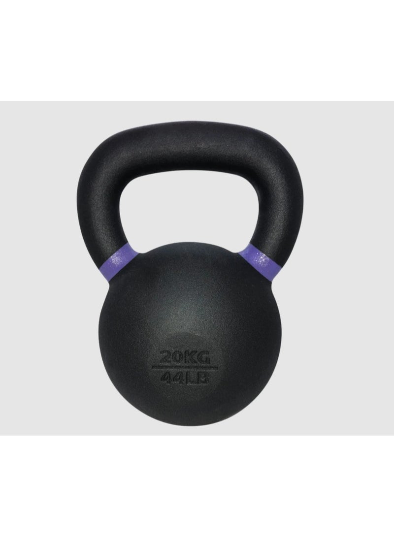 TKO Pro Cast Iron Kettlebell 20kg Wide Grip Heavy Duty Strength Training Weight for Home & Gym